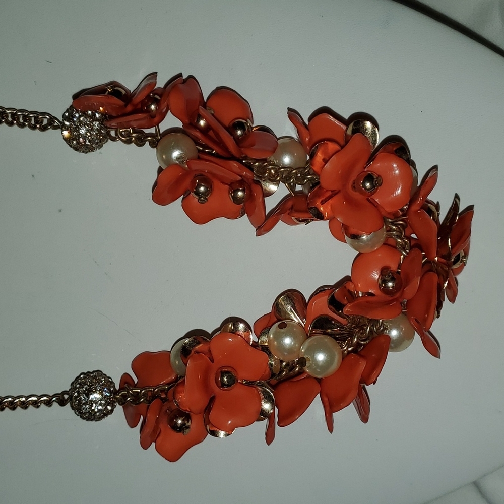 Vintage Orange Flower Necklace